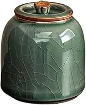 Decorative Mihuang Ru Kiln Tea Jar Household Ceramic Storage Container Tins Jar With Sealed Lid Exquisite Mini Tea Caddy Container(Green)