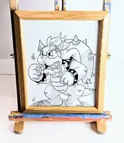 Original Custom Handmade Super Mario Nintendo Bowser Fan Drawing Framed