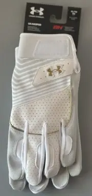 Under Armour UA Harper Baseball Batting Gloves (MSRP $50) - White - Men’s XL