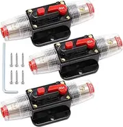 CADUFUELLY 3 Pcs 80 AMP Car Fuse Holder Circuit Breaker, Audio Inline Circuit Breaker with Manual Reset Switch for Car Boat Truck 12-48V DC (80A)