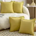 Boho Chic 26x26 Cotton Pillow Covers - Set of 4 Soft Decorative Cushions
