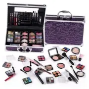 Makeup Kit for Teen Girls & Women Full Kit, Purple Train Case with Makeup Kit
