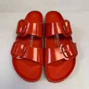 Birkenstock New w/ Box Arizona Big Buckle High Shine Tomato Leather Patent Reg
