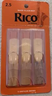 Rico Strength 2.5 Bass Clarinet 3 Unfilled Reeds 3-Pack REA0325