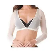 Seamless Arm Shaper Short Cropped Navel Mesh Cardigan Plus Size Arm Shaper White L