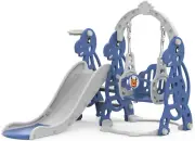 Kids Slide and Swing Set, 4 In-1 Toddler Slide Swing Basketball Hoop for Childre