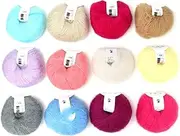 Trisar Soft Lightweight Mohair Wool Blend Knitting Yarn, Anti Pilling & Shrinkage, Hand Washable, 12 Colors a Set