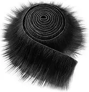 ａ aternee Faux Fur Fabric Shaggy Fur Fabric Trimming Ribbon Tapes Home Decor Artificial Fabric Fuzzy Fur for Party Christmas Tree Skirt, Black