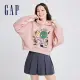 【GAP】女裝 Gap x JEREMY VILLE聯名 Logo印花刷毛帽T-粉色(853242)