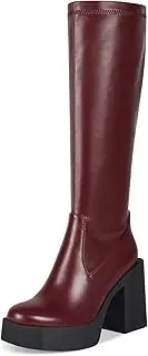 [wetkiss] Platform Knee High Boots Women Chunky High Heel Black Boots for Women Gogo Boots with Side Zipper Stretchy Boot Not for Bigger Wide Calf