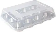 Nordic Ware USA Natural Aluminium 12-Cup Muffin Pan with High-Domed Lid, 34 x 25 x 8 cm