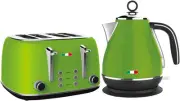 Vintage Electric Kettle and Toaster Set Combo Deal Stainless Steel Lime Green