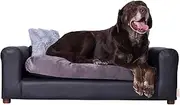 Moots Premium Leatherette Pets Sofa, Black/Charcoal, Medium/Large