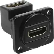 LT Easiyl 90 Degree HDMI 2.0 Panel Mount Adapter Female to Female Right Angle Connector D-Shaped HDMI Coupler for Wall-Mounted TV Projector Aluminum Alloy