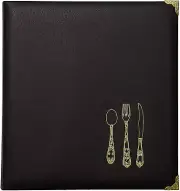 Black Faux Leather Recipe Book 3-Ring Card Pocket Binder 11 W x 11.88" L