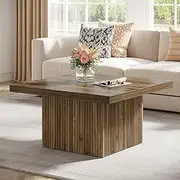Tribesigns Square Coffee Table, 31.5-Inch Engineered Wood Coffee Table for Living Room, Vintage Brown Center Table, Large Mid-Century Modern Cocktail Table