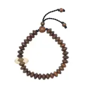 Exotic Johar Saucer-shape Wood 33-bead Elastic String 6mm Prayer Bead Bracelet