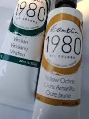 Gamblin 1980 Oil Colors Lot Of 2 Yellow Ochre And Viridian 37ml Tube Artist Pair