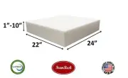 FoamRush 22" x 24" High Density Upholstery Foam Cushion (Made in USA)
