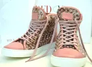 675$ Red Valentino Sequined Polka Dot High Top Sneakers Pink 40 9 10 US Shoes