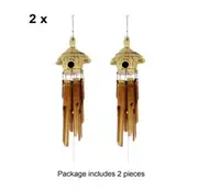 2 PCs Large Bamboo Wind Chime Bird Cage Hut 6 Tubes 110cm Drop Home Garden Decoration BDE01
