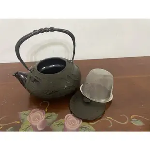 《免運》日本南部鐵器蜻蜓附內膽鑄鐵急須500毫升泡茶鐵壺
