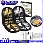 10-Pieces Portable Travel Camping Tableware Fork Spoons Plate Cutlery Stainless