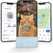 Tractive GPS Cat Tracker (6.5 lbs+), Real-time Pet Location Tracker, Health & Wellness Alerts, Battery Life Up to 7 Days, Breakaway Cat Collar Included (Mint)