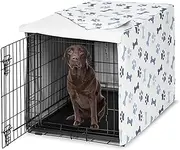 Sweet Jojo Designs 42in. Medium/Large Dog Crate Cover (Bones and Paw Prints) for Boys Pet Cage, Kennel Covers (Modern, Cartoon, Doggy, Puppy, Neutral, Paws Print, Whimsical, Playful, Slate Navy Blue)