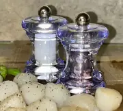 Mini Clear Acrylic Salt & Peppercorn Mills 2.25” Ceramic Grinding Mechanism