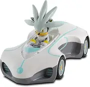 NKOK Team Sonic Pull Back Racer - Silver Sonic; No Batteries Required; Pull Back, Let go, and Watch Silver Race