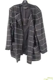 NWT Marina Rinaldi Jacket Womens 18 Chianti Black Jacquard Plaid Wool Blend
