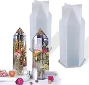 Crystal Tower Resin Molds, 2 PCS Large Crystal Point Resin Silicone Moulds 2 Different Sizes Epoxy Resin Molds for DIY Wedding Bouquet Flower Preservation Home Decors (White)