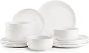 Jassceram 12-Pieces Plates and Bowls Sets, Porcelain Kitchen Dinnerware Sets Chip Resistant Ceramic Dinner Plates, Microwave& Dishwasher Safe Dishware Service for 4, White
