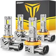 FAHREN 2025 H11 9005 Fog Light Bulbs Combo Pack, [Upgraded & Ultra Bright] 50000LM 900% Super Bright Bulb 1:1 Mini Size No Adapter Required, 6500K Cool White H9/H8/HB3 Compatible, Pack of 4