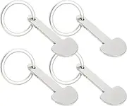 Operitacx Trolley Opener Key Chain: 4pcs Metal Shopping Cart Token Coin Unlock Release Key for Meters Change Grocery Cart