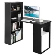 Costway Computer Desk Study Writing Table Workstation w/Drawer & Bookshelf Gaming Office Home Black