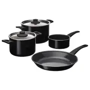 HEMLAGAD 6-piece cookware set, non-stick coating black
