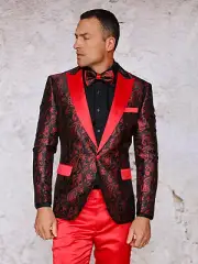 NWT SIZE M RED 1 BUTTON SPORT COAT ,SLIM FIT, 2 SIDE VENT WITH BOW TIE