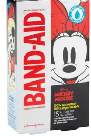 ONE box Mickey Mouse Waterproof Band-AID Bandages - 15 per Pack