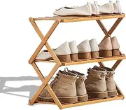 2 to 5 Tier Shoe Rack, Multi Tier Foldable Bamboo Shoe Organizer Rack Multifunctional Storage Free Standing Shoe Shelf. (3 Tier (20 feet Wide))