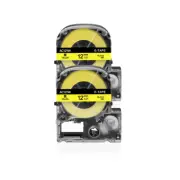 2PK Black on Yellow Tape Compatible with Epson 212BYPX K-Sun 212BY LW-PX300 1/2"