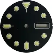 NPKNGZTATW 28.5mm Green Watch Dial Japan C3 Luminous Single and Double Calendar Watch Face Watches Accessories for NH35/NH36A Movement dial(Dual Calendar)