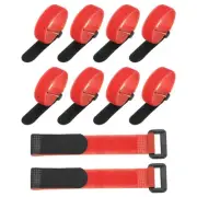 10Pcs Reusable Cable Ties 8"x0.98" Adjustable Reusable Hook & Straps Red