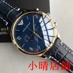 小晴二手/EMPORIO ARMANI 亞曼尼 石英三眼-時尚經典男錶-藍面X金AR1862