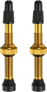 uxcell 2pcs Tubeless Valve Stems 46mm Aluminum Alloy Tubeless Valve Super Light No Leak Durable Valve Stem Caps Multiple Color & Size Fit Most Bicycle Tubeless Rims Pair, Yellow