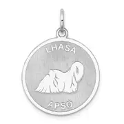 Sterling Silver Rhodium-Plated Lhasa Apso Disc Charm