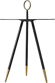 Sofa Side Round Table,Stable Tempered Glass Coffee Table Centre Table Black End Table with Gold Circular Carry Handles,Gold&Black Table Legs,Black,50 * 50 * 80Cm Feito na China Comfortable anniversary
