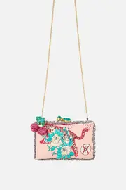 HARDCASE CLUTCH WITH RAFFIA DETAIL NOTES FROM THE ROAD