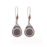 Bohemian National Style Hollow Water Drop Shaped Alloy Long Earrings New